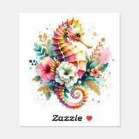 Pink, Blue and Gold Coastal Seahorse Beachy Sticker