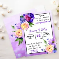 Pretty Purple Flowers Floral Wedding Elegant Invitation