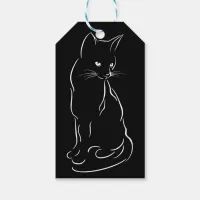 Sitting Black Cat Silhouette | Hand Sketched Gift Tags