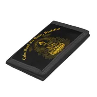 Gold Buddha Sitting in Lotus Pose Trifold Wallet