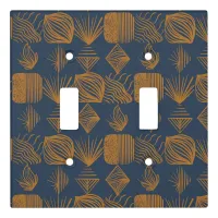 Bold Caribbean Tribal Mudcloth: Navy Blue, Gold Light Switch Cover