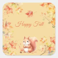 Happy Fall Squirrel in Leaves