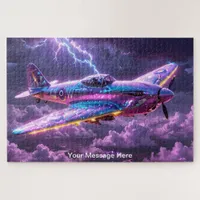 Cosmic WW2 Spitfire with vibrant Neon Color Jigsaw Puzzle