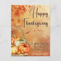 Autumn Tree 1 Chronicles 16:34 Happy Thanksgiving  Holiday Postcard