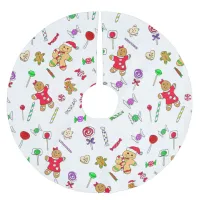 Christmas Candy and Gingerbread Men Brushed Polyester Tree Skirt
