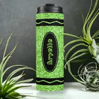 Apple Green Glitter Crayon Hot Drink Name Tumbler