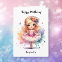 Happiest Birthday Ballerina Coloring Page Girl's Card