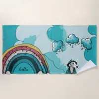 Rainbow and Dog Beach Towel