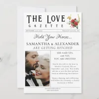 Newspaper Unique Chic Photo Save the Date Wedding Invitation