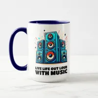 Colorful Speakers Live Life Out Loud with Music Mug