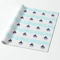 Snowmobile Winter Themed Boys Birthday Party Wrapping Paper