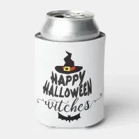 Happy Halloween Witches Typography Halloween Can Cooler