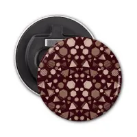 Hexagon & Triangle Pink & Brown on Maroon Pattern  Bottle Opener