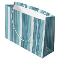 Teal Pinstripe Christmas Pattern#28 ID1009 Large Gift Bag