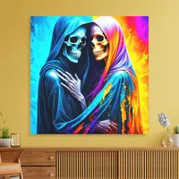 Skeletons Wrapped in a Rainbow   Canvas Print