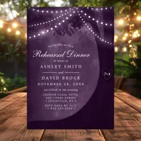 Purple Rustic Tree Initials String Light Rehearsal Invitation