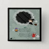 Photo Frame with Witch, Monsters, Ghost, Cat Pinback Button