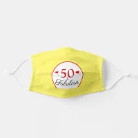 50 & Fabulous 50th Birthday Party Yellow White Dot Adult Cloth Face Mask