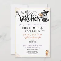 Drink Up Witches Costumes Cocktails Halloween Part Invitation