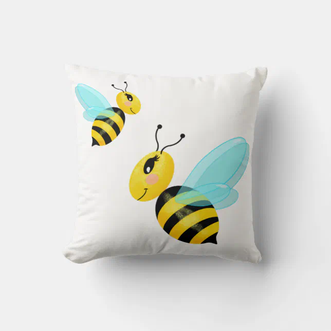 happy bee throw pillow