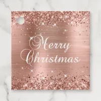 Glittery Rose Gold Foil Merry Christmas Gift Favor Tags