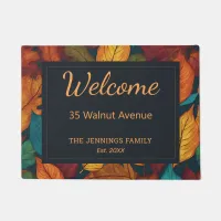 Autumn Leaves Fall Season Leaf Pattern Elegant Doormat