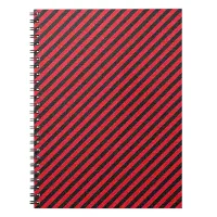 Thin Black and Red Diagonal Stripes Notebook