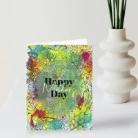 Vibrant Artistic Watercolor and Ink Mother's Day Card