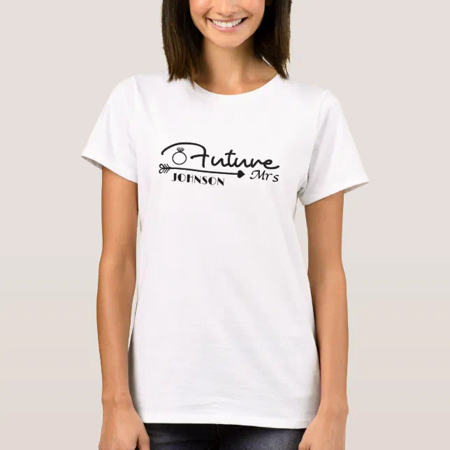 Cute Future Mrs Script Heart Ring Custom Wedding T-Shirt