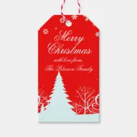 Merry Christmas Red and White Winter Landscape Gift Tags