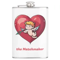 Cupid on Red Heart Flask