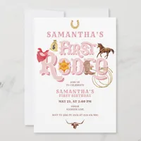 Pink Wild West First Rodeo Baby Girl 1st Birthday Invitation