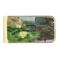 Water Lilies In Pond Gold Finish Money Clip