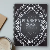 Elegant Fancy Baroque Luxury Chic Black and Silver Planner