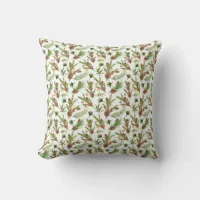 Pretty Pine Cones and Cuttings Botanical Throw Pillow