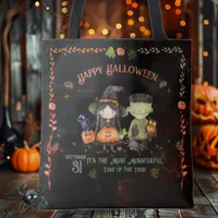 Halloween Monster and a Witch Tote Bag