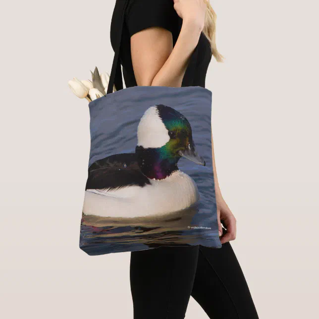 Stunning Hooded Merganser Duck Swims By Tote Bag