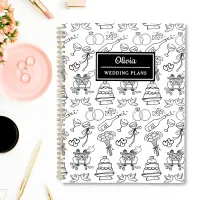 Chic Whimsical Black & White Personalized Wedding  Planner