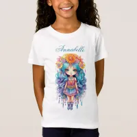 Cute Girl with Flowers T-Shirt