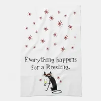 Everything Happens for a Riesling Wine Pun Kitchen Towel