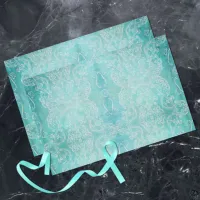 Turquoise Teal Classic Baroque Elegant Distressed  Tissue Paper