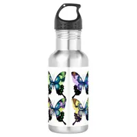 Aqua, Pink, and Yellow -  Elegant Butterflies Water Bottle