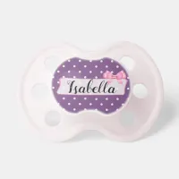 Personalized Bow Polka Dot Pink Baby Girl Pacifier