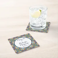 Elegant Mexican Floral Talavera Wedding  Square Paper Coaster