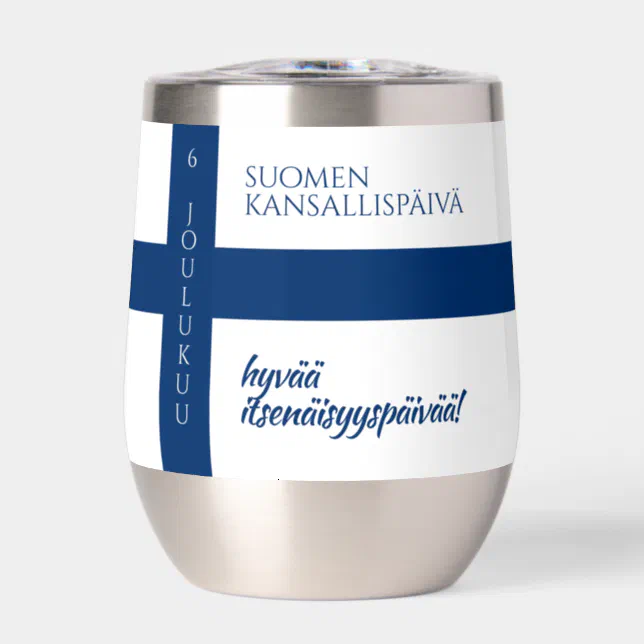 Suomen Kansallisp&#228;iv&#228; Finnish National Day Flag Thermal Wine Tumbler