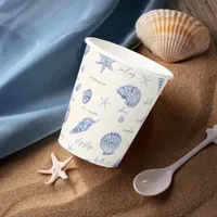 Shells Starfish Sun Fun Text Blue ID918  Paper Cups