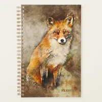 Cute Personalized Watercolor Fox Art Planner