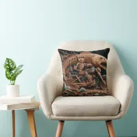 skeleton rode his chopper bike down trail throw pillow