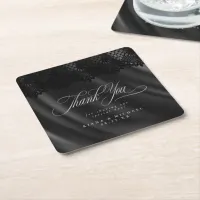 Gothic Black Lace & Satin Wedding ID866 Square Paper Coaster