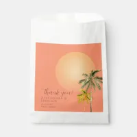 Tropical Beach Sunset & Palm Trees Minimal Wedding Favor Bag